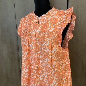 JCrew Sleeveless Ruffle Trim Top Orange